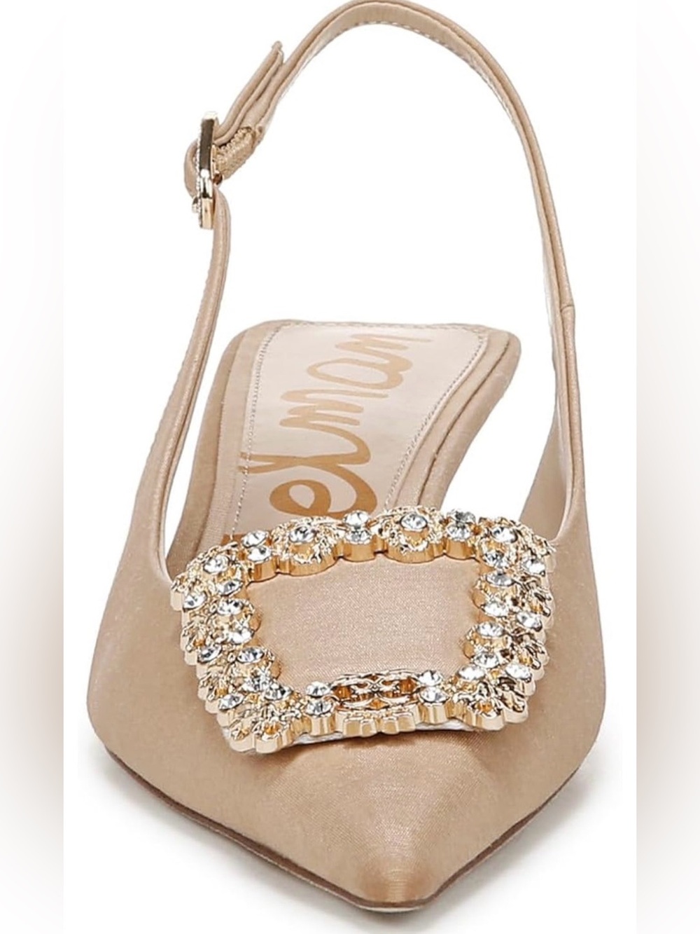 Sam Edelman Nude Bejeweled Slingback Kitten Heel - Picture 4 of 6